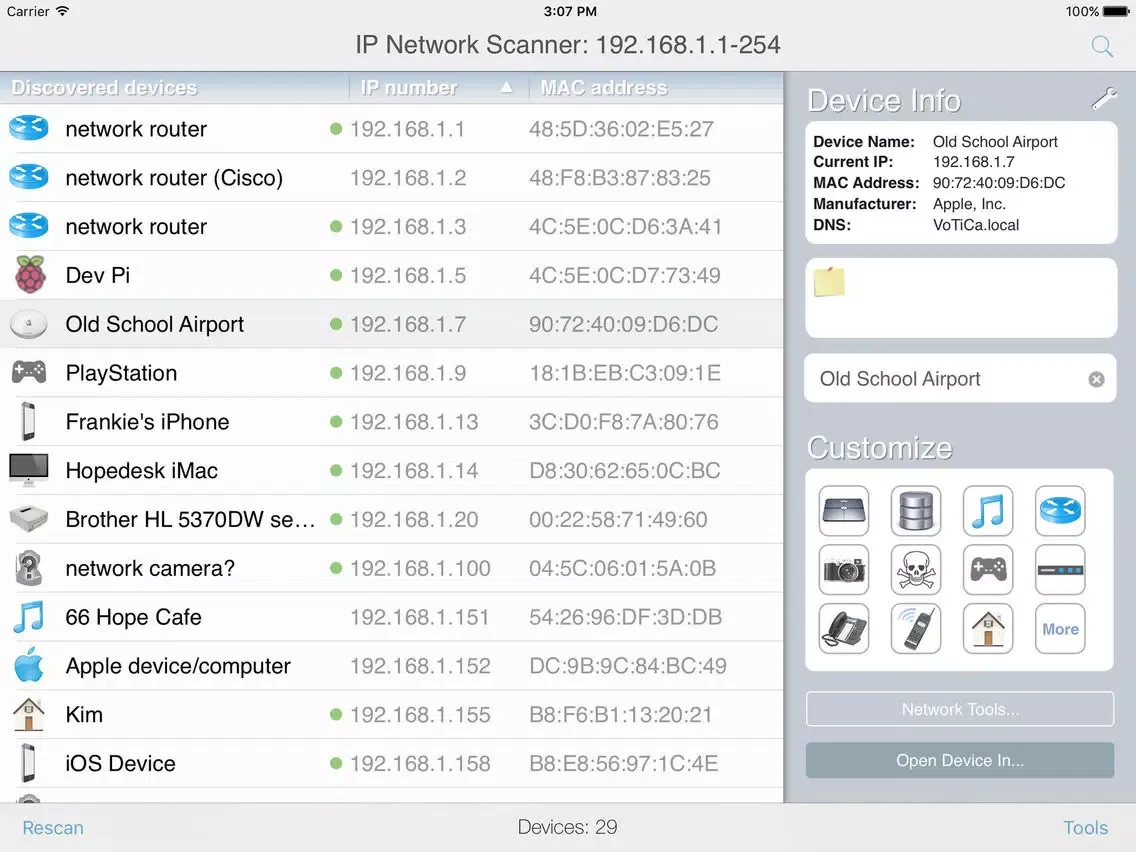 Capturas de tela do IP Network Scanner legacy iPad 