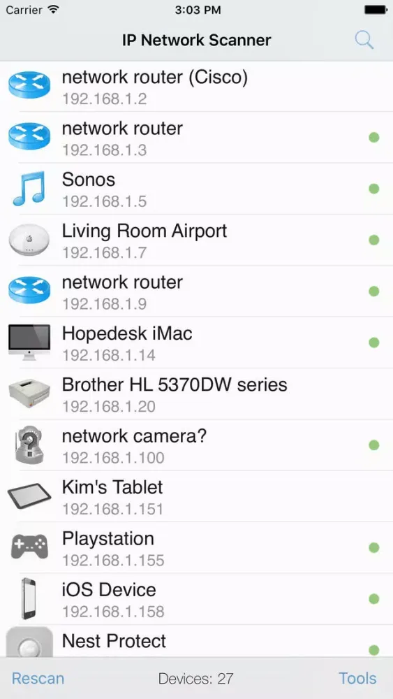 Capturas de tela do IP Network Scanner legacy