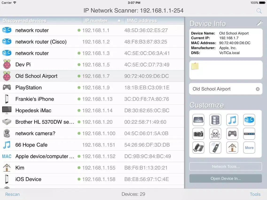 IP Network Scanner iPad  스크린샷