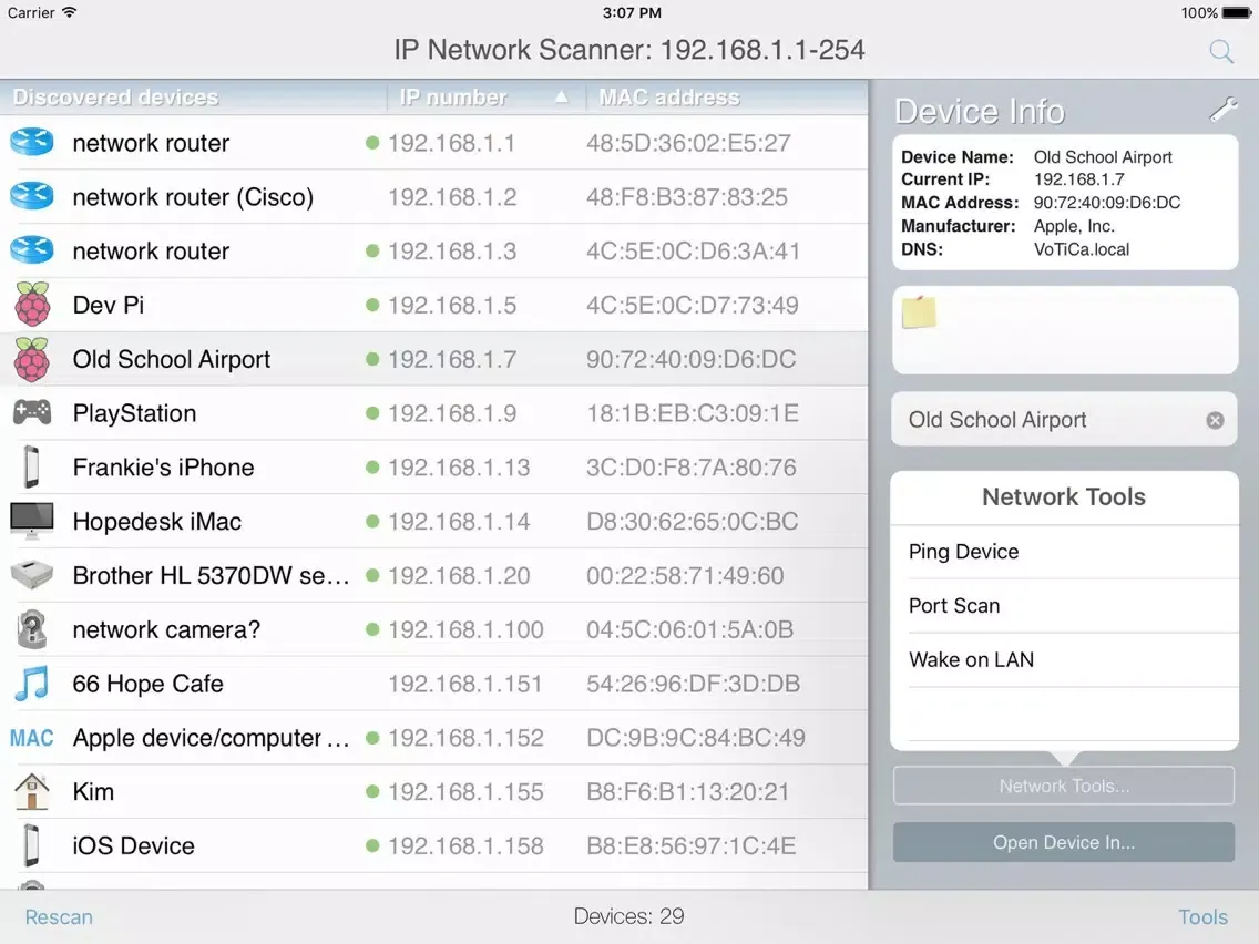 IP Network Scanner iPad  스크린샷