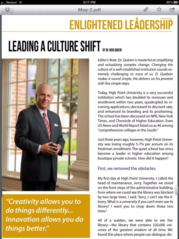 Capturas de tela do ENLIGHTENED LEADERSHIP Magazine iPad 