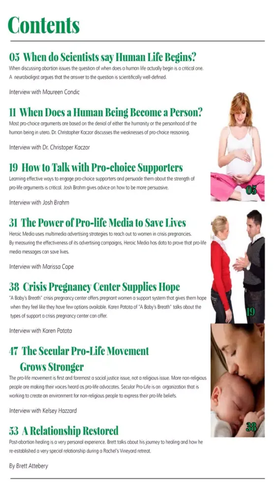 Captures d'écran de Pro Life Magazine