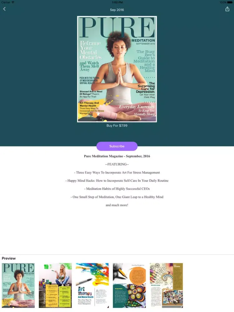 Pure Meditation Magazine iPad 应用截图