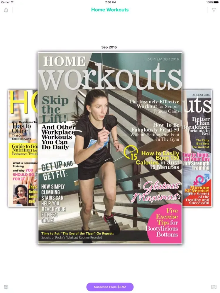 Tangkapan skrin Home Workouts Magazine iPad 