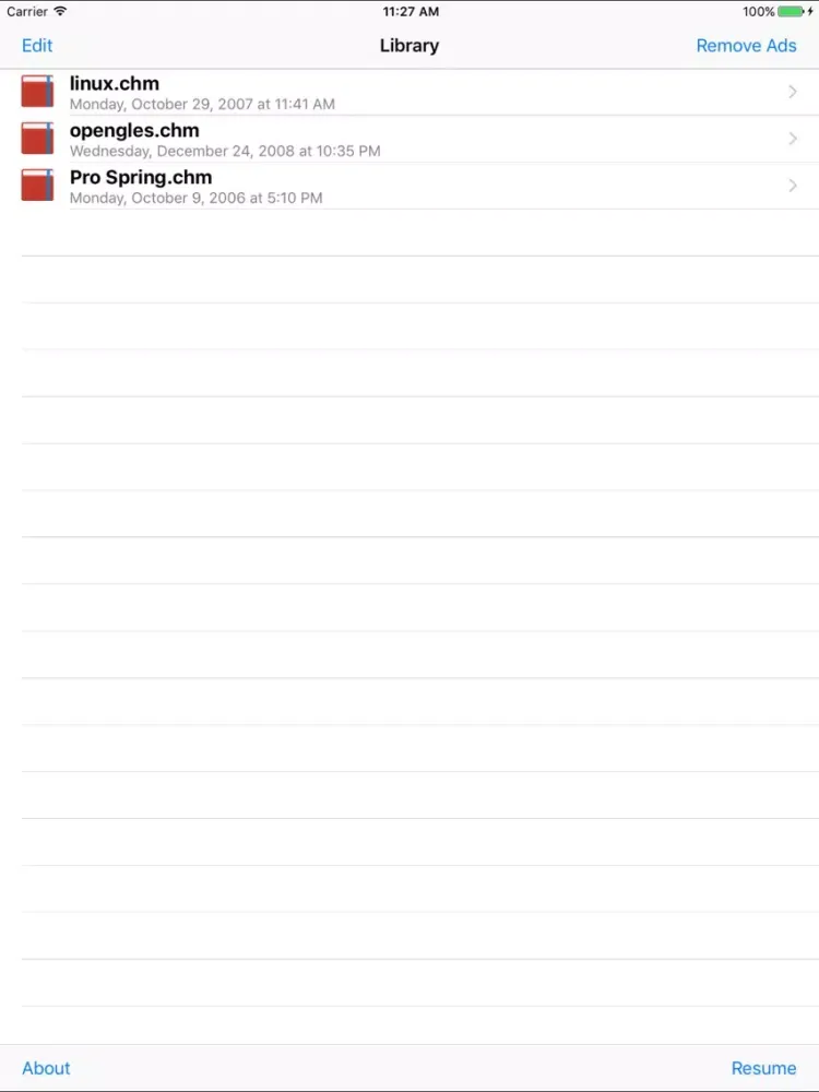 Captures d'écran de iRead CHM iPad 