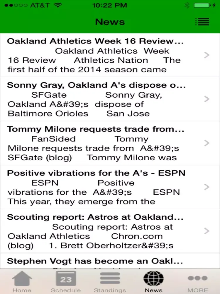 Tangkapan layar Oakland Baseball - an Athletics News App iPad 