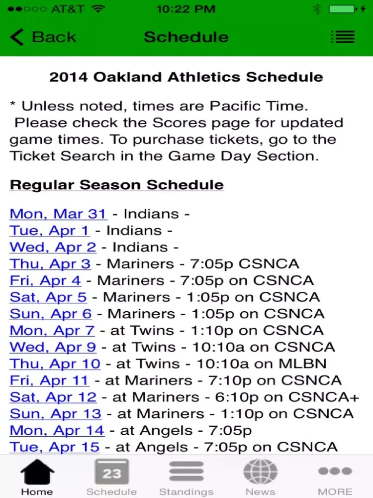 Tangkapan layar Oakland Baseball - an Athletics News App iPad 