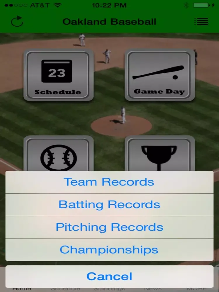 Tangkapan layar Oakland Baseball - an Athletics News App iPad 