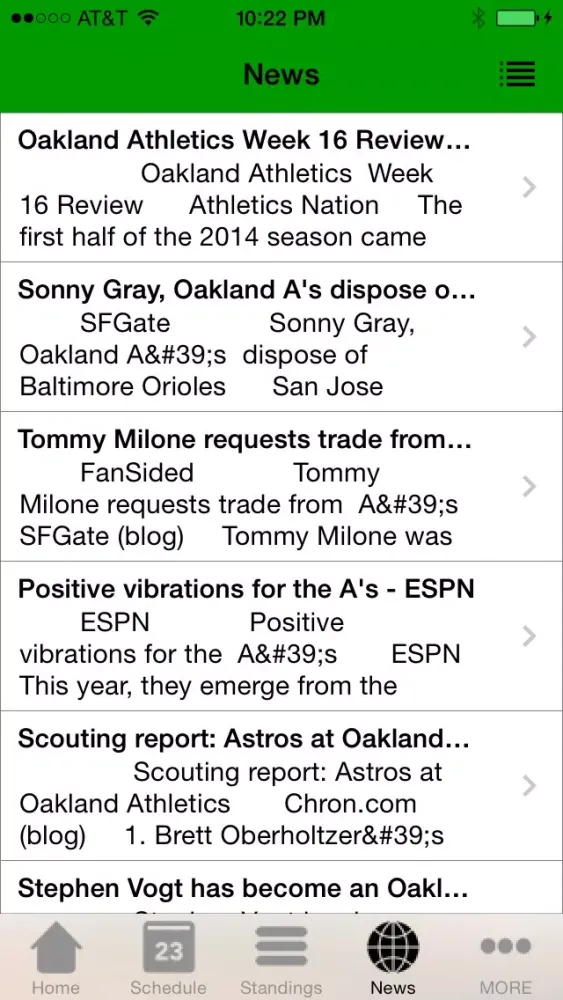Tangkapan layar Oakland Baseball - an Athletics News App