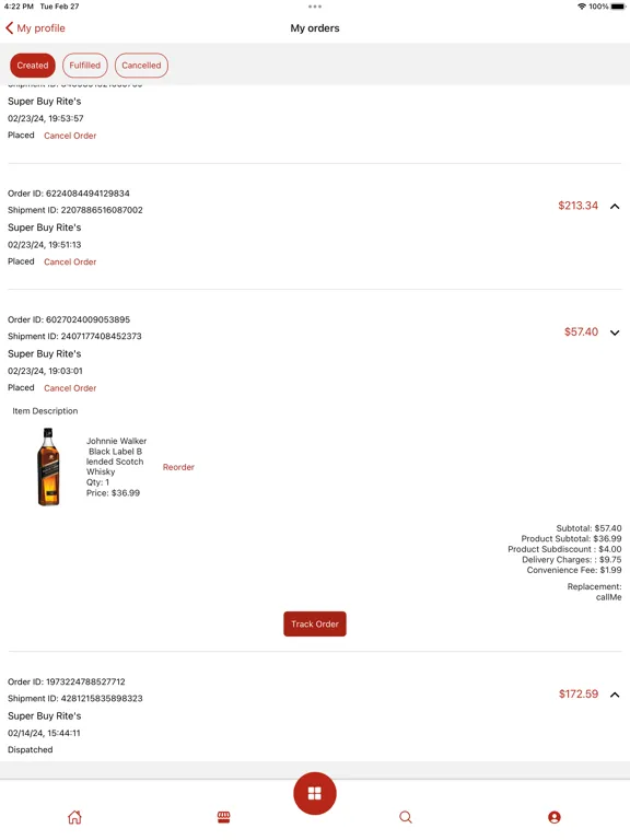 1800Spirits - Alcohol Ordering iPad  स्क्रीनशॉट