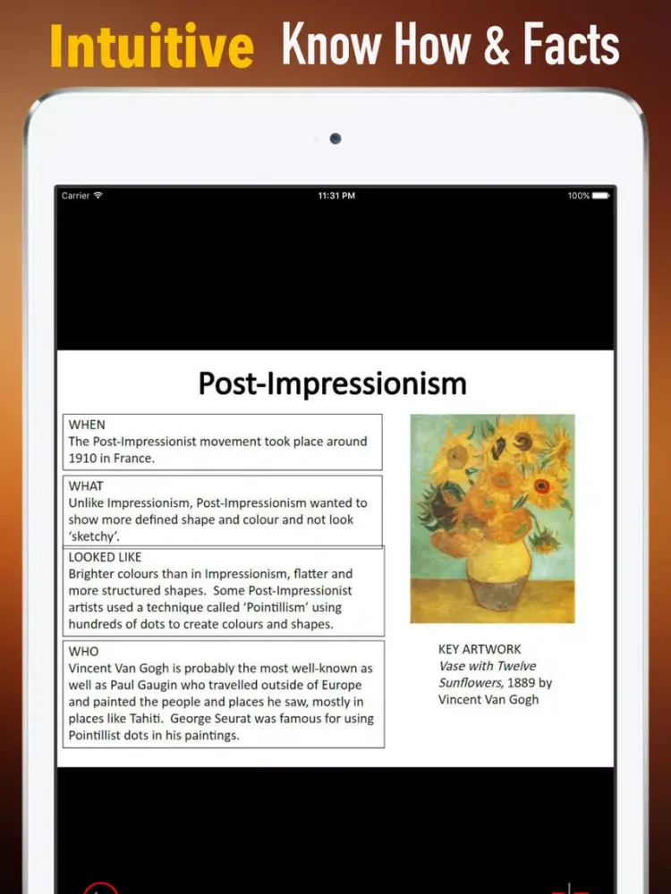 Capturas de tela do Art History Study Guide|Glossary and Cheatsheet iPad 