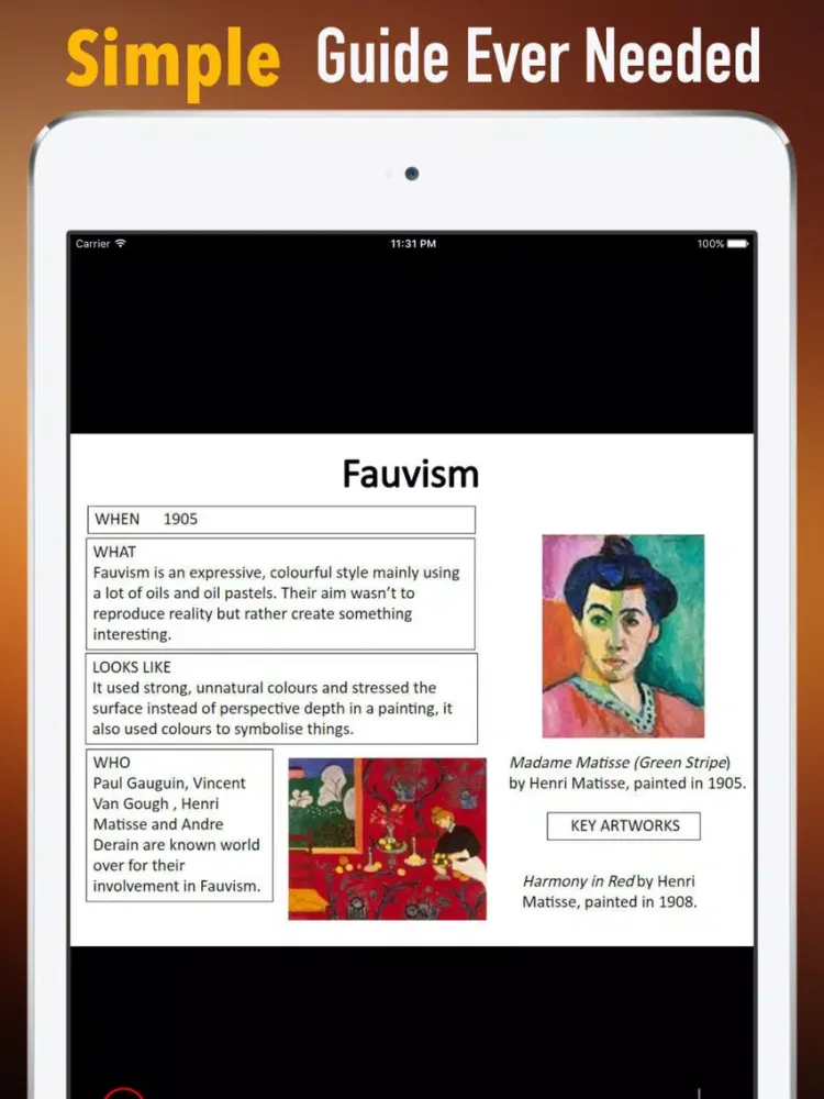 Capturas de tela do Art History Study Guide|Glossary and Cheatsheet iPad 