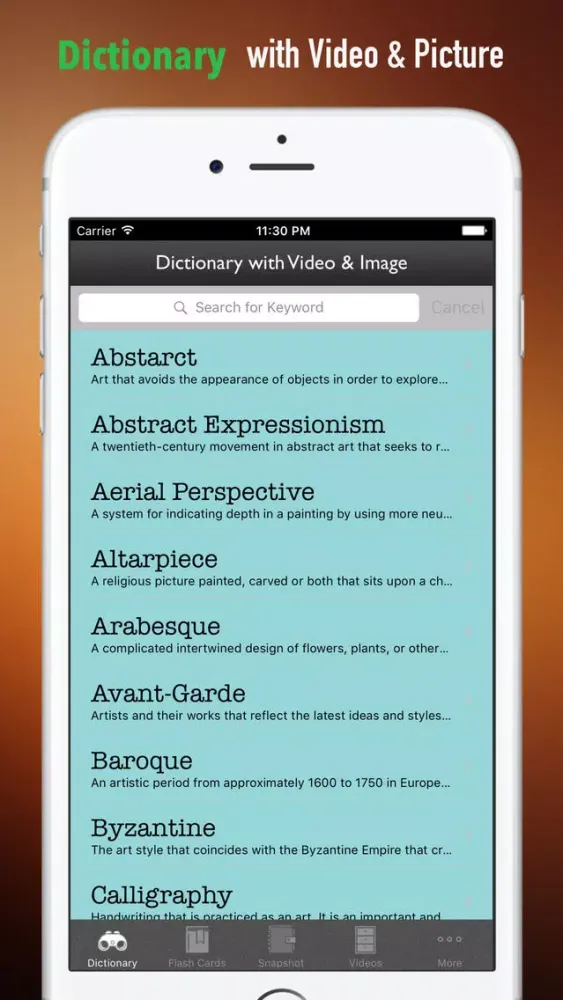 Capturas de tela do Art History Study Guide|Glossary and Cheatsheet