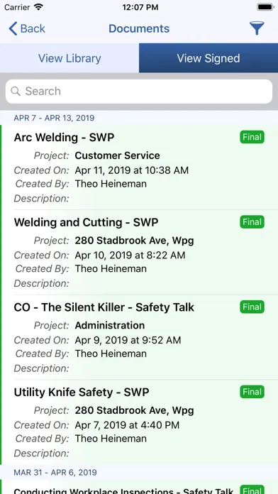 Captures d'écran de mySafetyApp
