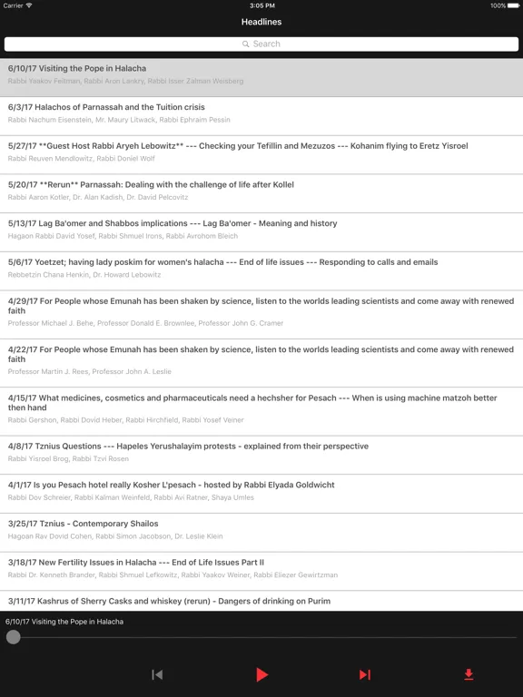 Headlines Radio Show iPad  Screenshots