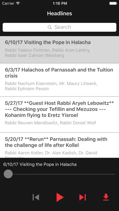 Headlines Radio Show Screenshots