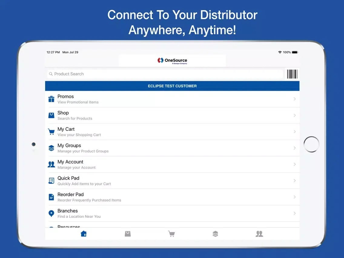 Ảnh chụp màn hình của OneSource Distributors iPad 