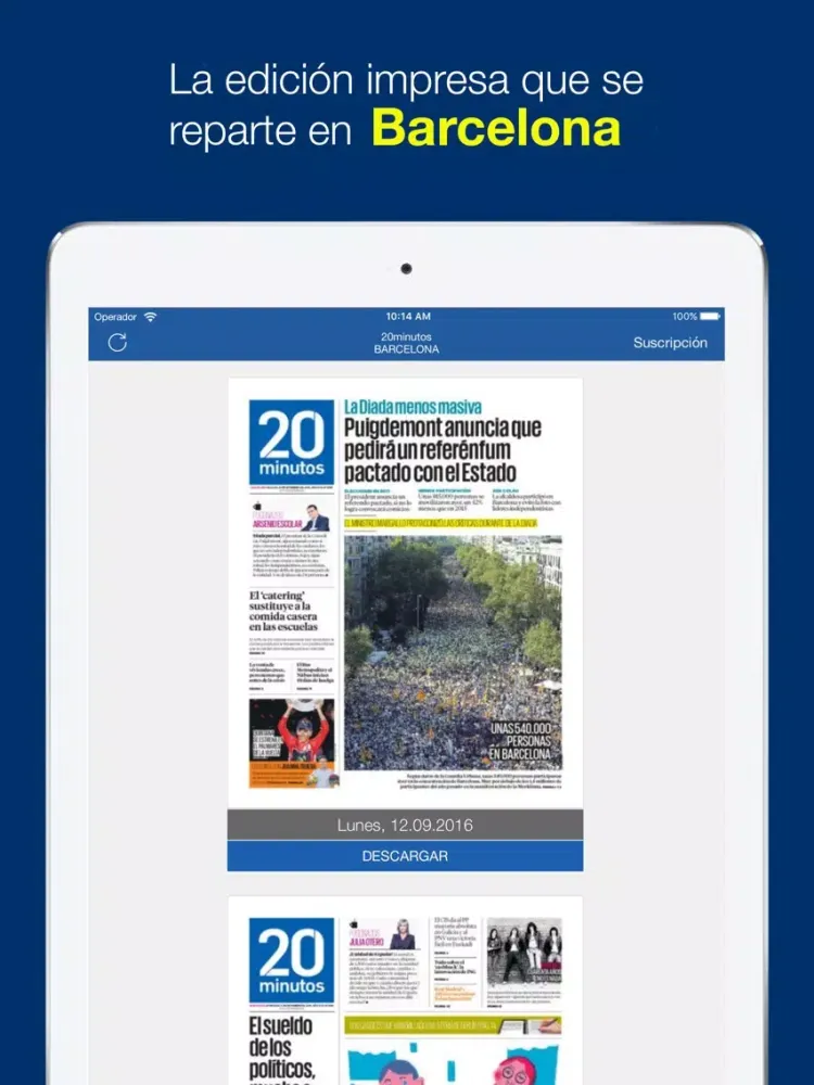 Capturas de tela do 20minutos Ed. Impresa Barcelona iPad 