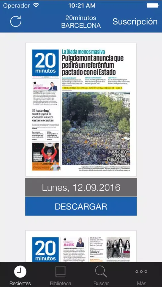 Capturas de tela do 20minutos Ed. Impresa Barcelona