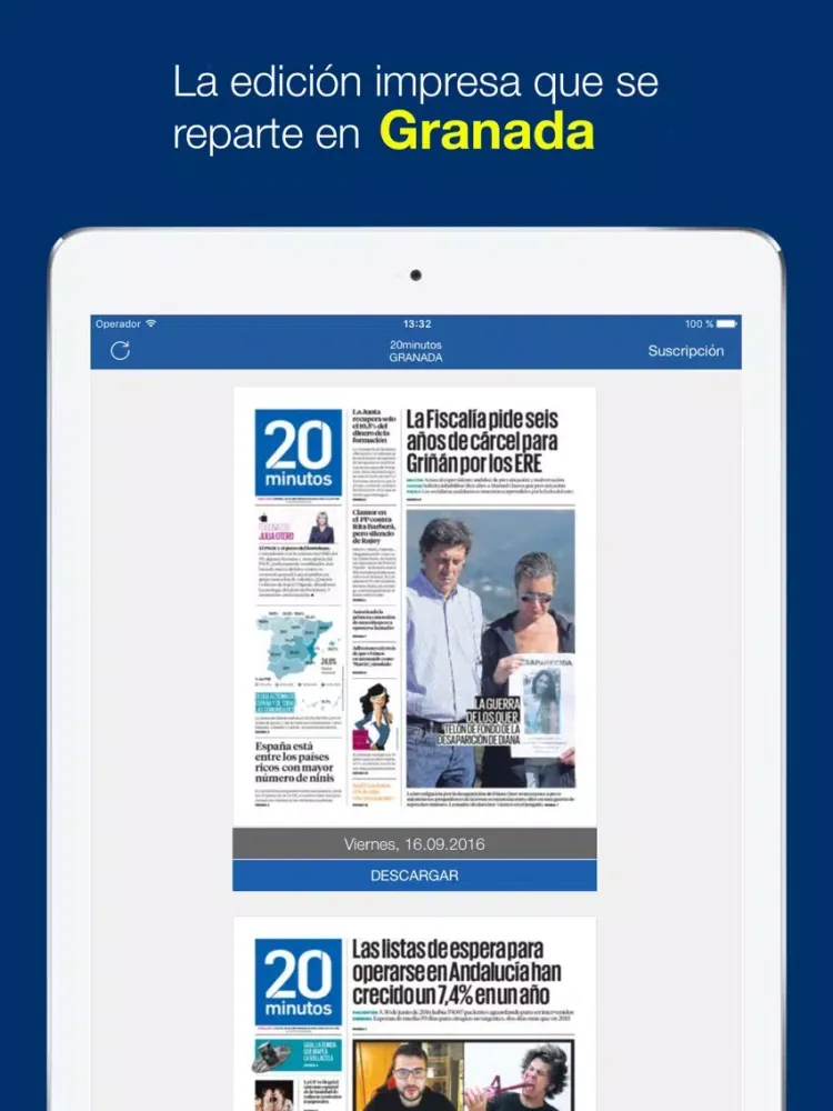 20minutos Ed. Impresa Granada iPad 应用截图