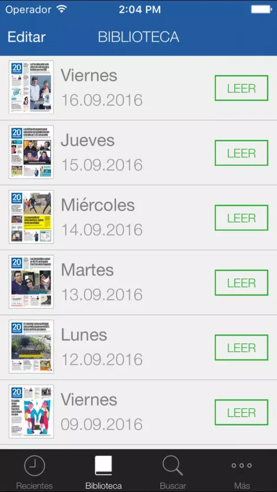 Capturas de pantalla de 20minutos Ed. Impresa Sevilla