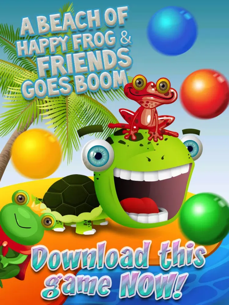 A Beach of Happy Frog & Friends Goes Boom FREE iPad  Screenshots