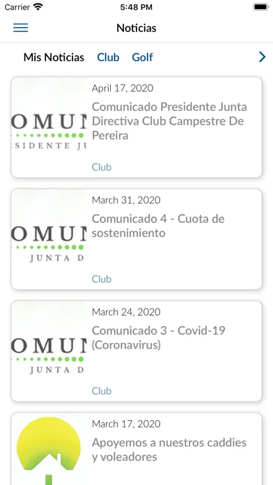 Tangkapan skrin Club Campestre Pereira
