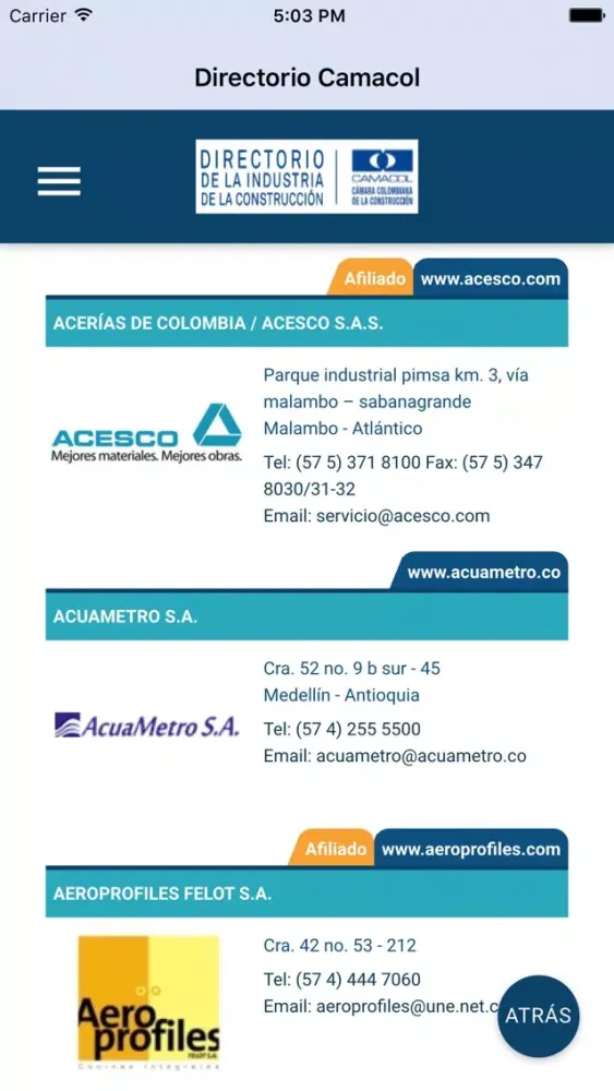 Captures d'écran de Directorio Construcción