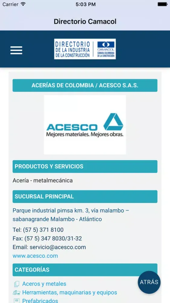 Captures d'écran de Directorio Construcción