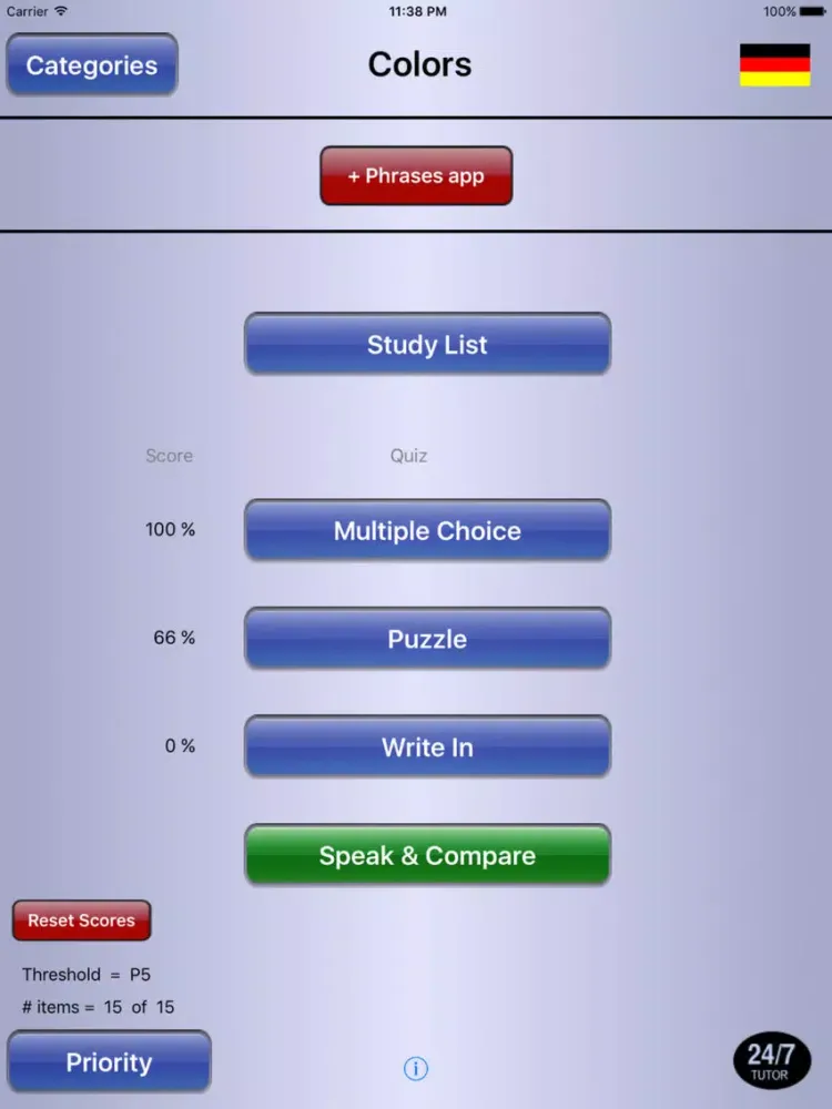 Capturas de pantalla de German Vocabulary 24/7 Language Learning iPad 