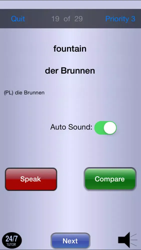 Capturas de pantalla de German Vocabulary 24/7 Language Learning