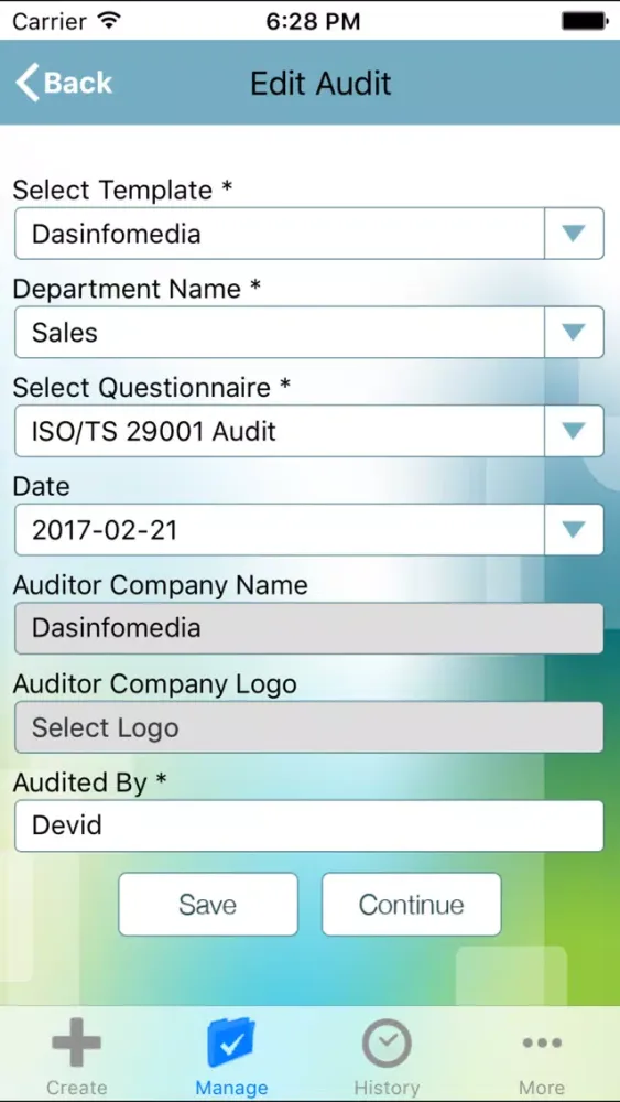 Tangkapan skrin ISO 29001 audit