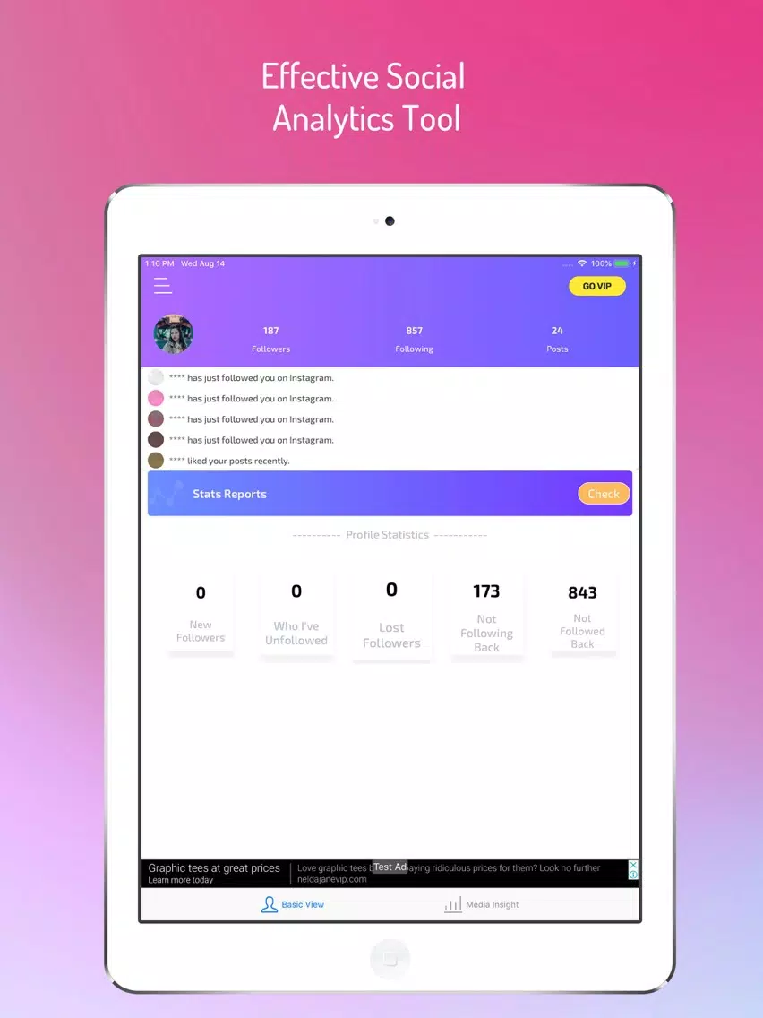 Tangkapan layar Best Analyzer for Instagram iPad 