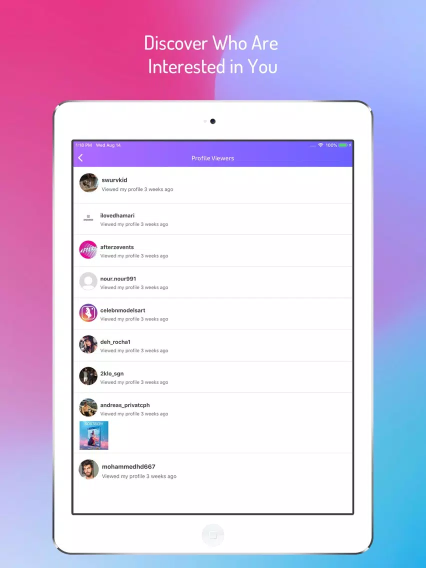 Tangkapan layar Best Analyzer for Instagram iPad 