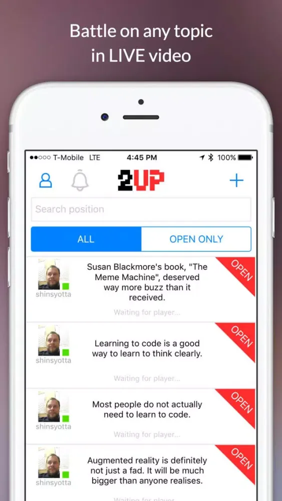 Screenshot di 2UP Live Video Debate