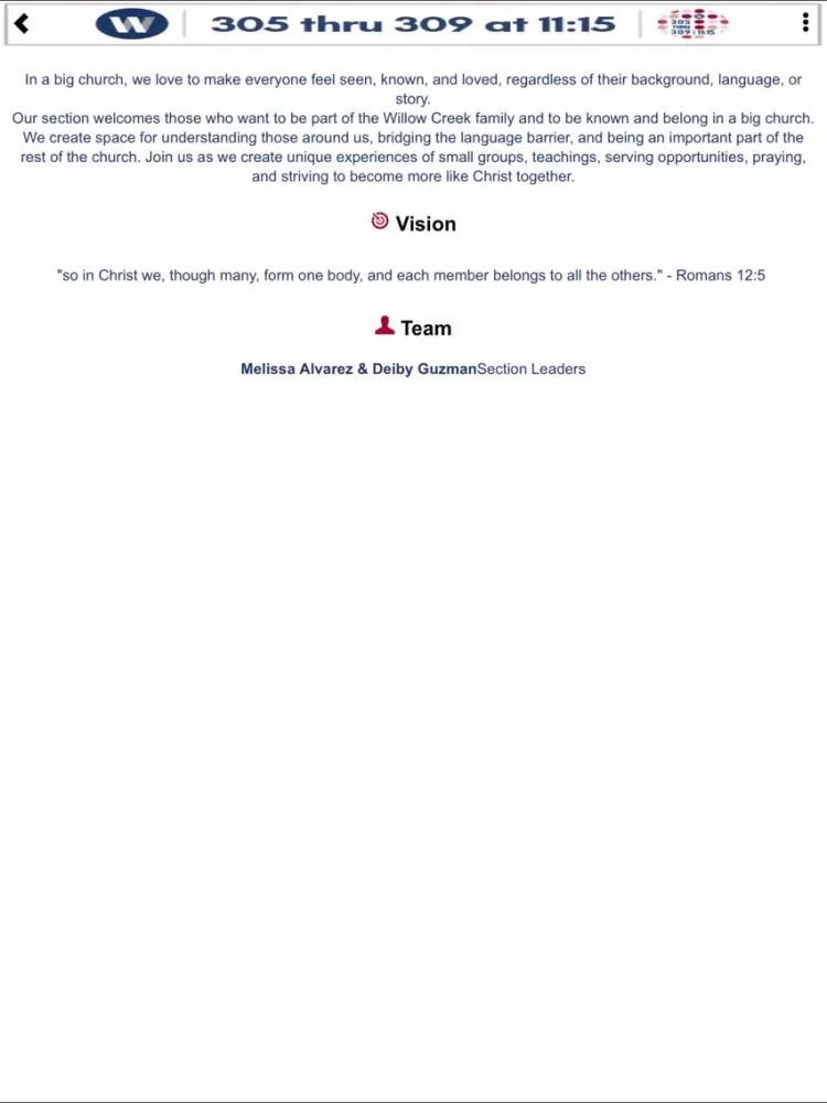 Screenshot di 305thru309 Willow Creek Church iPad 