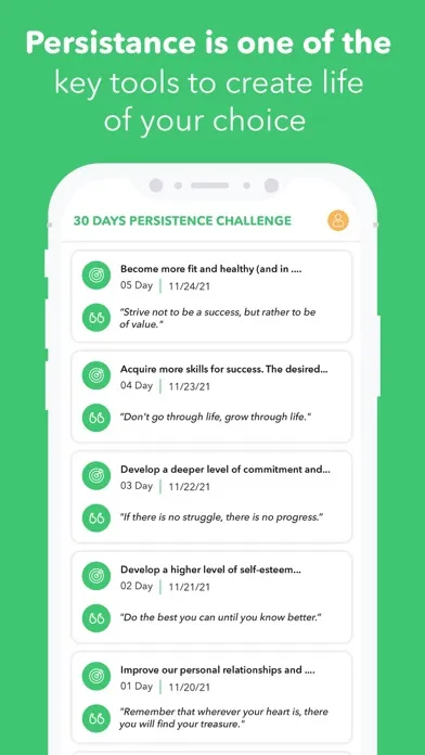 Ảnh chụp màn hình của 30 Day’s persistence challenge