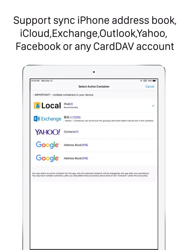 Captures d'écran de Sync Contacts for Google Gmail iPad 