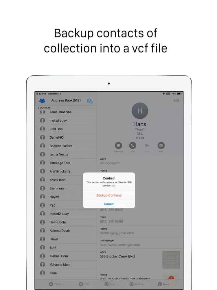 Captures d'écran de Sync Contacts for Google Gmail iPad 
