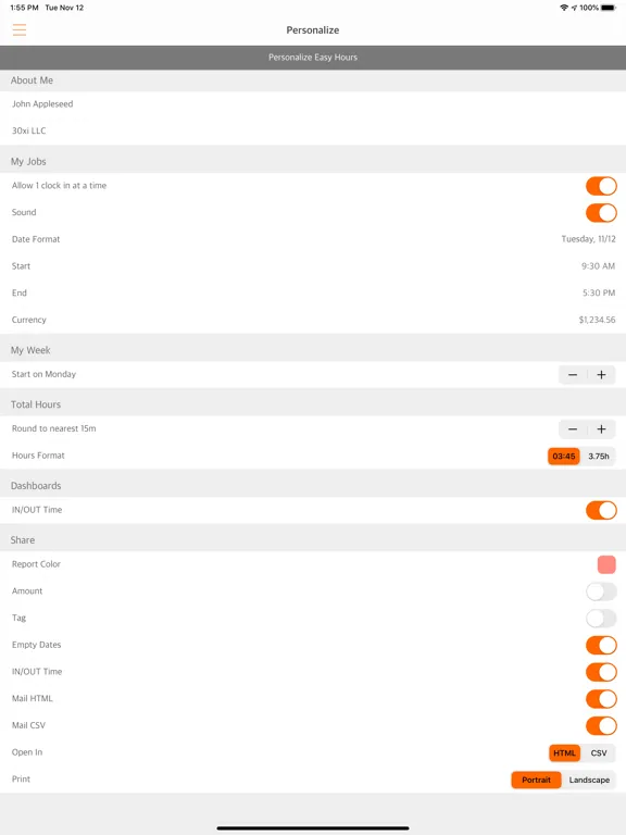 Easy Hours iPad 應用截圖