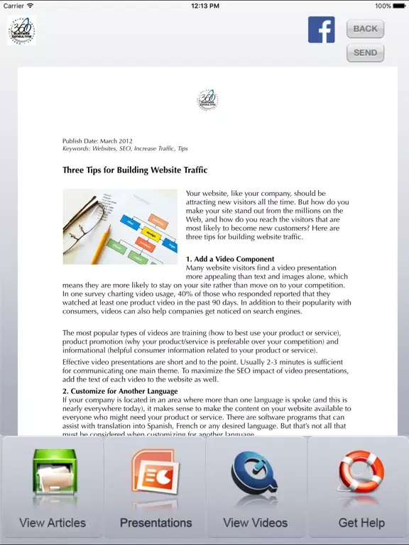 ภาพหน้าจอของ 360's Market Your Small Business iPad 