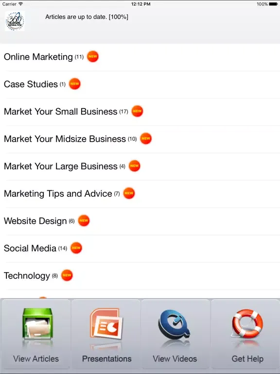 ภาพหน้าจอของ 360's Market Your Small Business iPad 