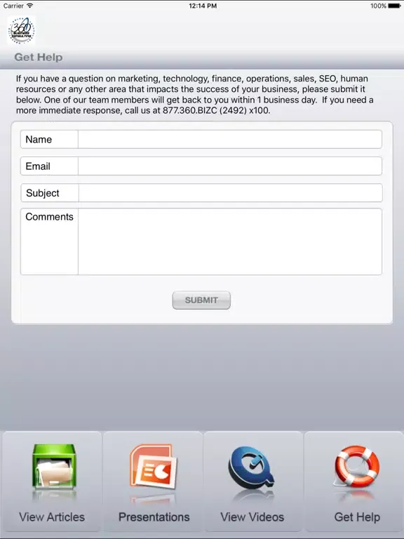 ภาพหน้าจอของ 360's Market Your Small Business iPad 