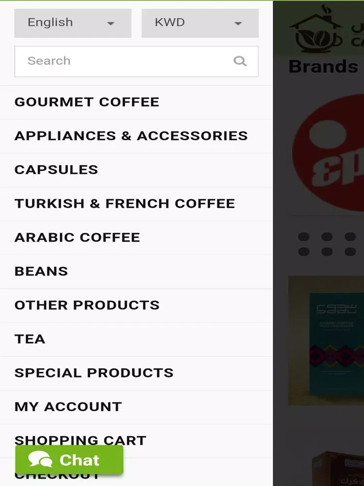 Tangkapan layar caffhouse iPad 