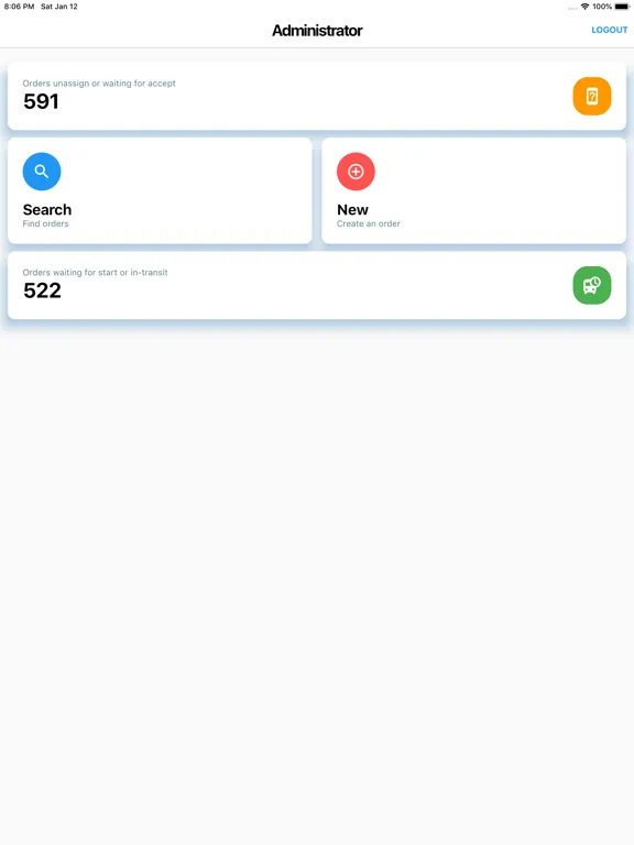 LOGFLOWS Order App iPad  Screenshots