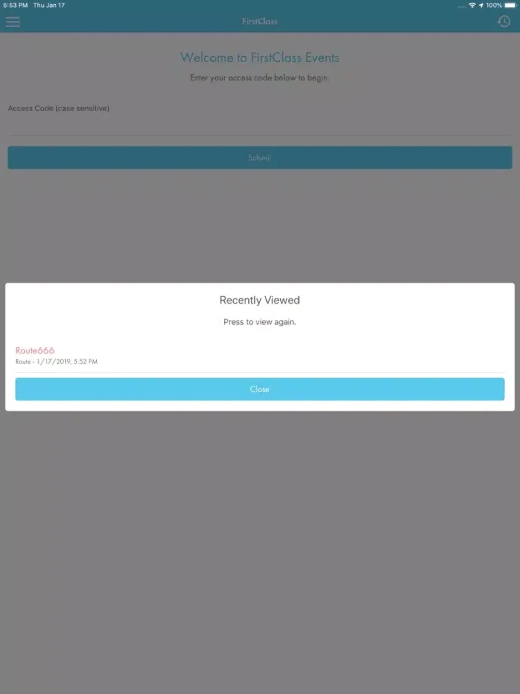 Screenshot di FirstClass Eventz iPad 