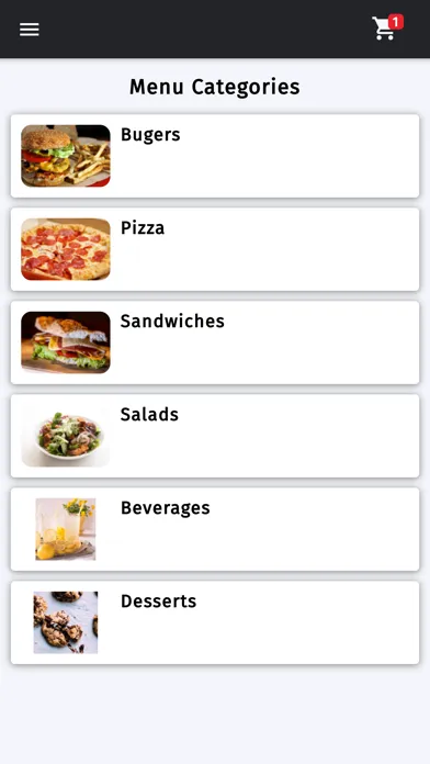 Capturas de tela do Demo Restaurant App