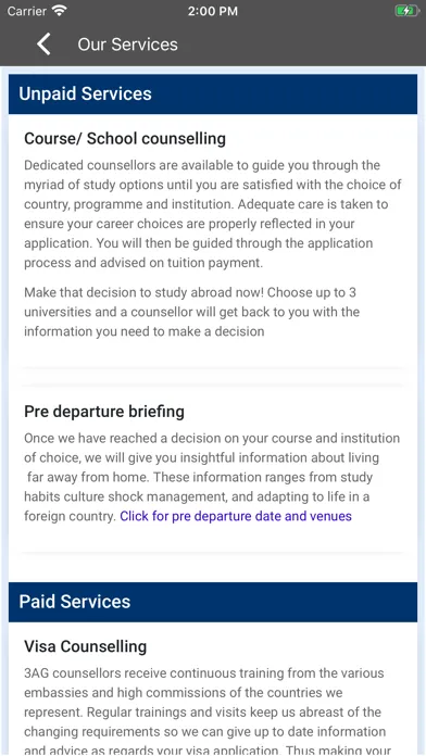 3AG Study Abroad Screenshots