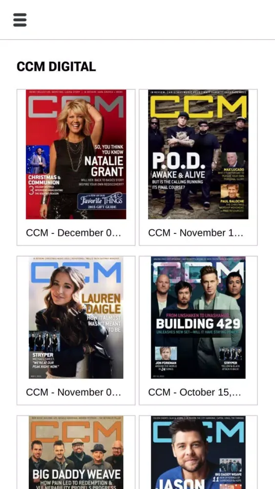 Capturas de tela do CCM Magazine