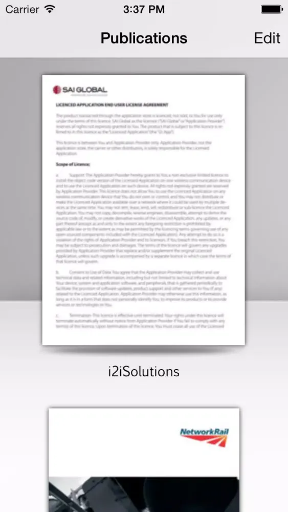 Tangkapan skrin i2i Network Rail Mobile Standards